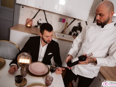 private chef serves couple their meal at the table