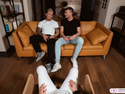two bisexual men sitting on sofa