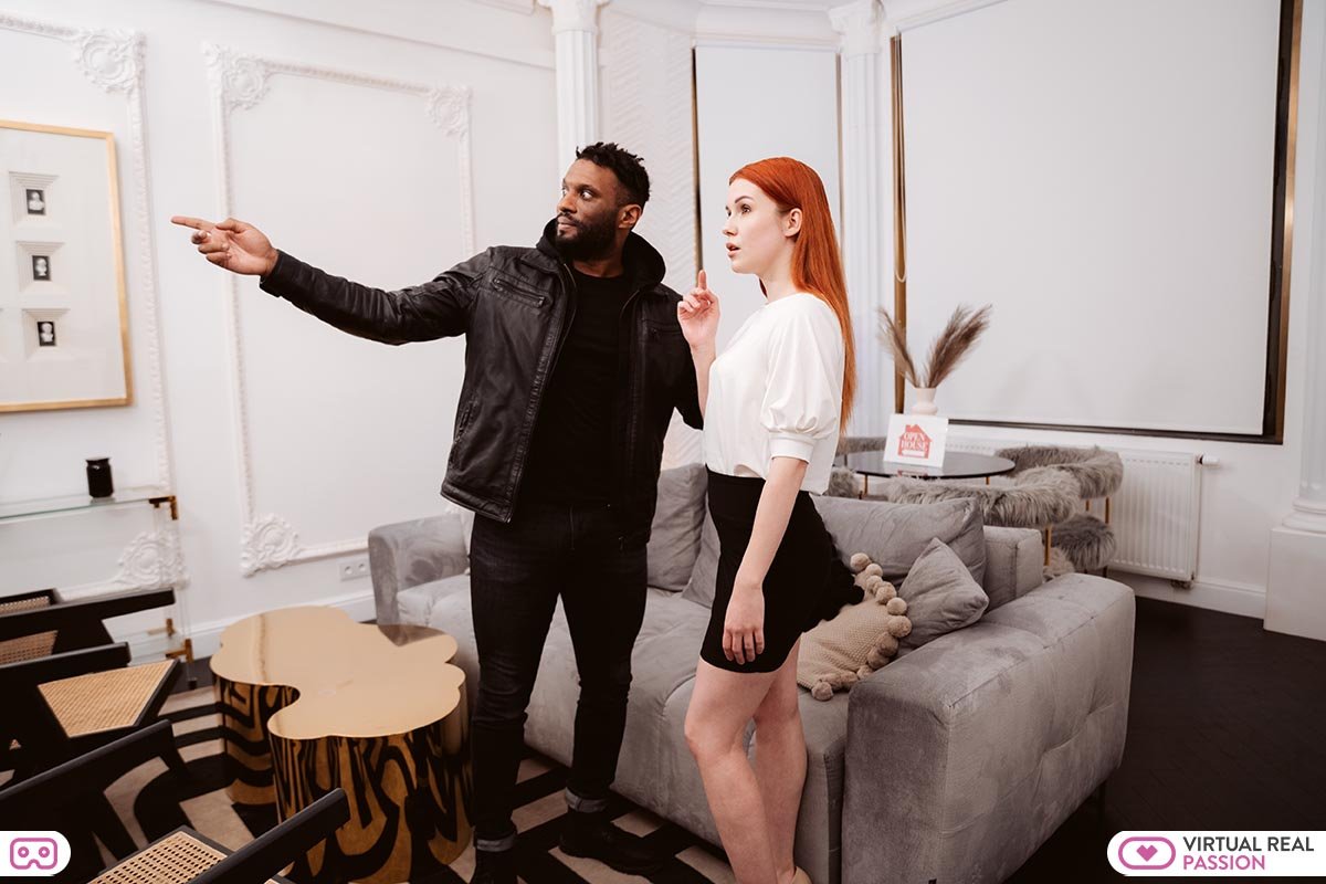Black realtor Yves Morgan shows a beautiful client around a house.