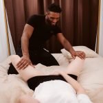 Black guy spreads legs of beautiful woman ready for sex.